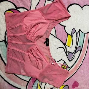 Rainbow Pink Mesh Crop Top